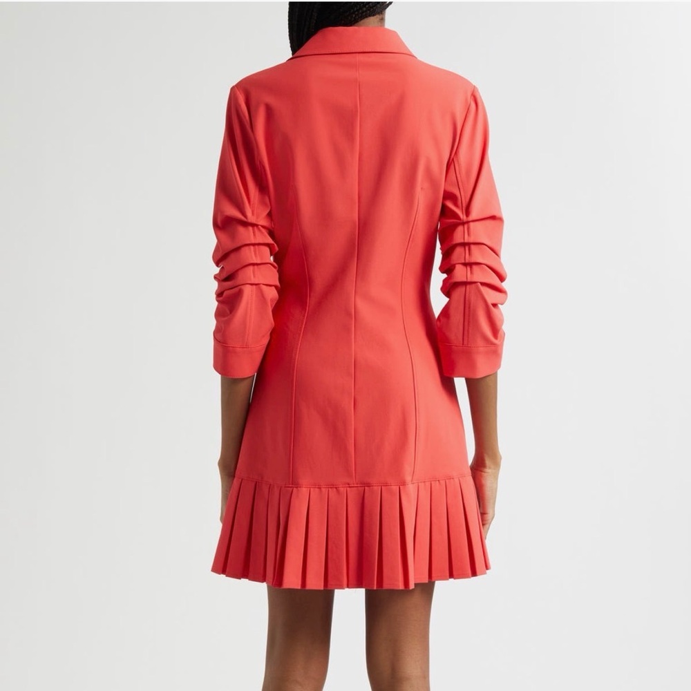 Cinq à Sept Coral Lucilla Pleated Mini Dress - Picture 2 of 4